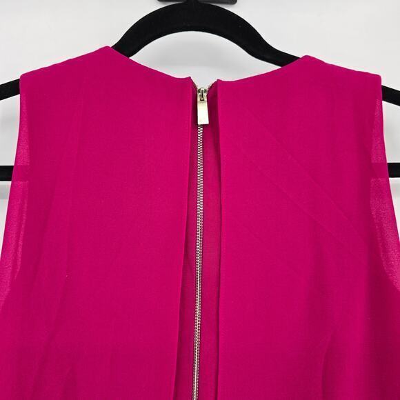 Vince Camuto Women's Cape Layered Back Keyhole Sleeveless Babydoll Dress Pink - Picture 6 of 14